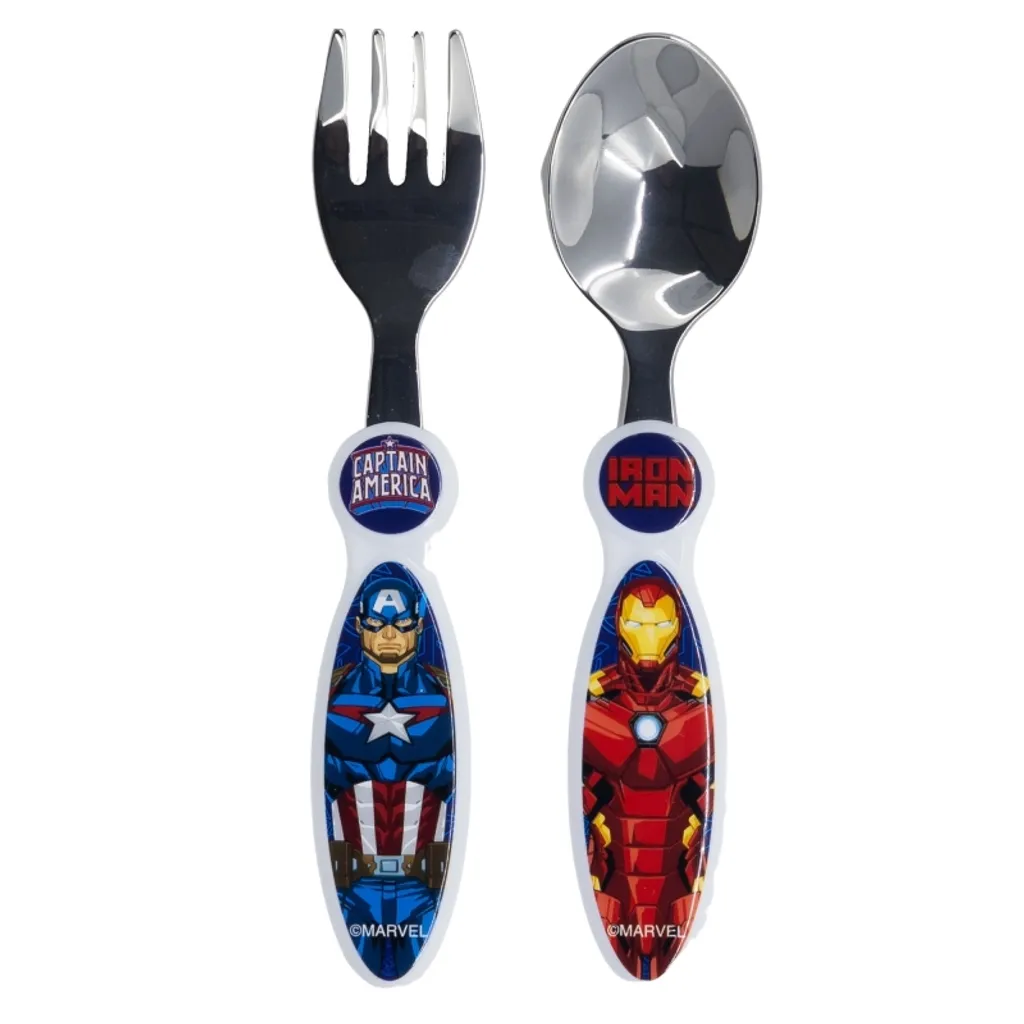 2 tlg. Avengers Kinder Besteck Gabel + Löffel Metall Kinderbesteck